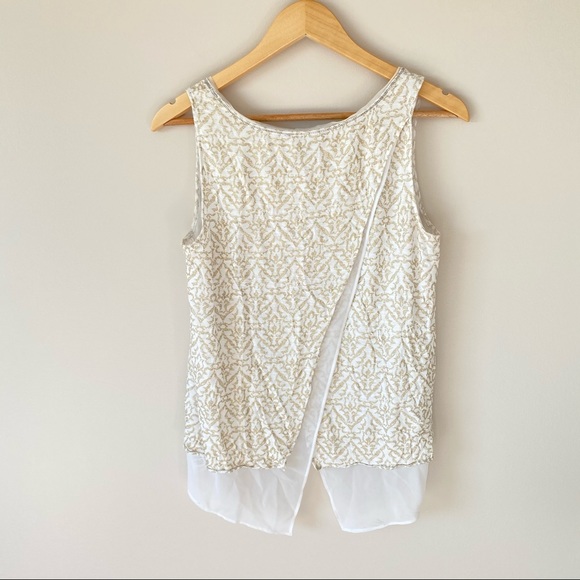 Gold and white open back blouse - Picture 6 of 7